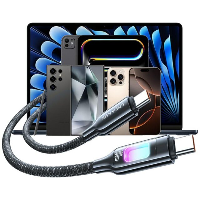 USAMS TC Series SJ750 100W USB-C to USB-C Cable 1.2 m Titanium - imagine 3