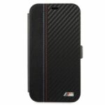 BMW case BMFLBKP12LMCARBK iPhone 12 Pro Max 6.7" black book M Collection PU Carbon Stripe - imagine 2