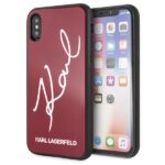 Karl Lagerfeld KLHCPXDLKSRE iPhone X/Xs red hard case Signature Glitter