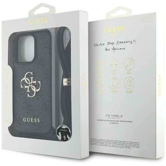 Case Guess 4G Big Logo Cord Stap Crossbody for iPhone 16 Pro Max black - imagine 7