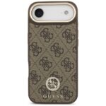 Guess 4G Strass Logo & Big Strap Metal Buttons MagSafe Case for iPhone Air Brown - imagine 3