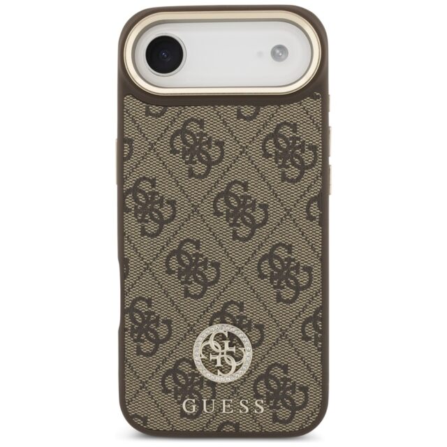 Guess 4G Strass Logo & Big Strap Metal Buttons MagSafe Case for iPhone Air Brown - imagine 3
