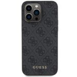 Guess GUHCP15LG4GFGR iPhone 15 Pro 6.1" grey hard case 4G Metal Gold Logo - imagine 3