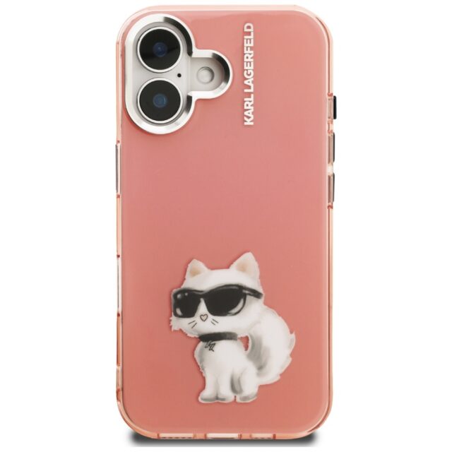 Case Karl Lagerfeld IML Aquarelle        Choupette & Logo for iPhone 16 pink - imagine 3