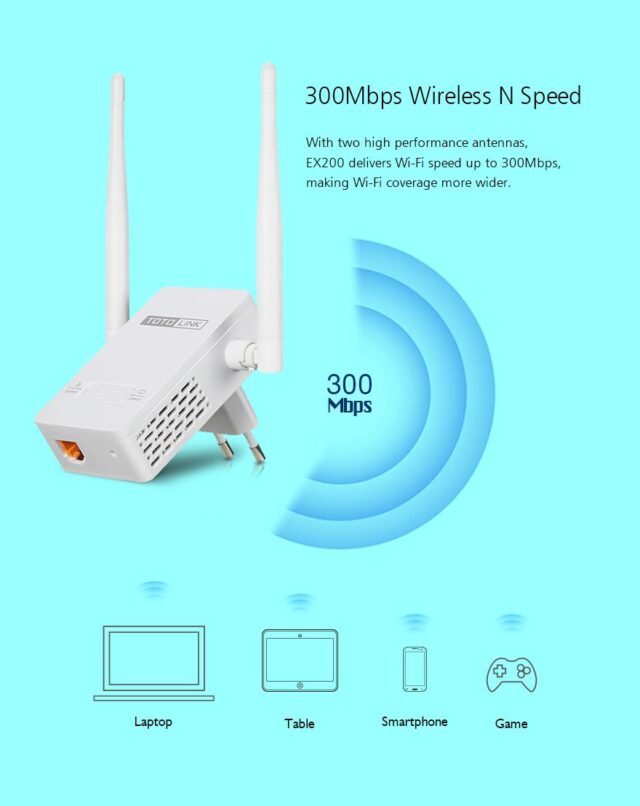 Totolink EX200 | WiFi Extender | 300Mb/s, 2,4GHz, 1x RJ45 100Mb/s, 2x 4dBi - imagine 9