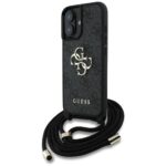 Case Guess 4G Big Logo Cord Stap Crossbody for iPhone 16 Plus black