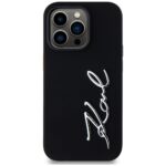 Case Karl Lagerfeld Silicone Metal Script Logo for iPhone 14 Pro black - imagine 3
