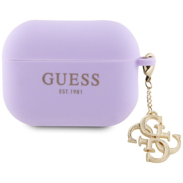 Guess GUAP2LECG4U AirPods Pro 2 (2022/2023) cover purple Liquid Silicone Glitter Triangle C - imagine 2