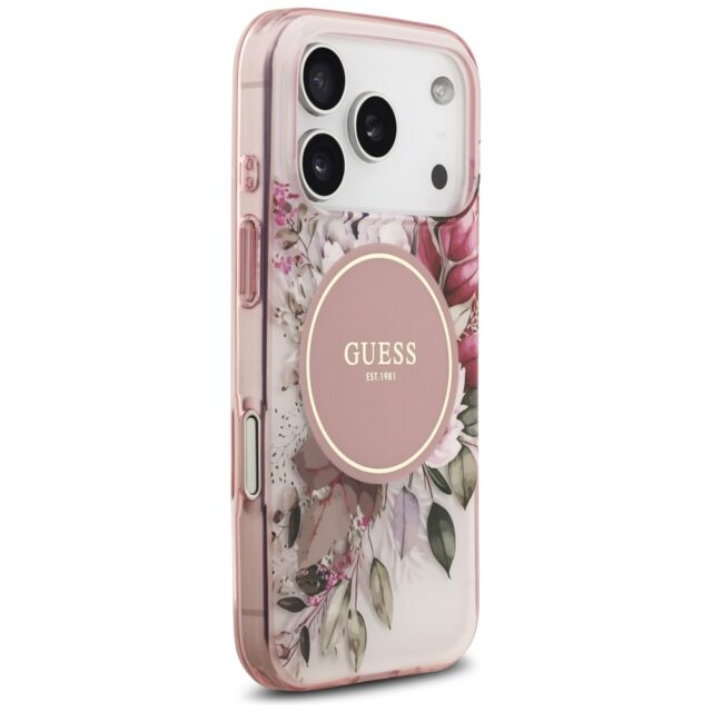 Guess IML Flower & Tonal Circle MagSafe Case for iPhone 17 Pro Pink - imagine 4