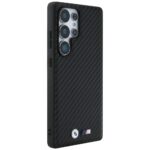 Case BMW Leather Carbon MagSafe for Samsung Galaxy S25 Ultra black - imagine 4