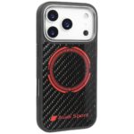 Case Audi RSQ Carbon Fiber Sport Red Circle MagSafe for iPhone 17 Pro black - imagine 2