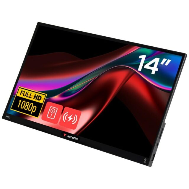 Portable Touch Monitor Verbatim LIGHT 14" FHD with 5000mAh Power Bank black 32088 - imagine 3