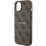 Guess GUHMP15SG4GFRW iPhone 15 / 14 / 13 6.1" brown hardcase 4G Collection Leather Metal Logo - imagine 6