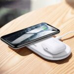 USAMS Wireless Charger US-CD120 10W Dual white CD120JN01 - imagine 2