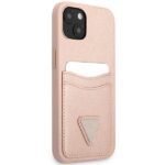 Guess GUHCP13MPSATPP iPhone 13 / 14 / 15 6.1" pink hardcase SaffianoTriangle Logo Cardslot - imagine 4