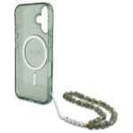 Guess GUHMP16MHGCRELSA iPhone 16 Plus 6.7" green hardcase IML Glitter With Pearl Strap MagSaf - imagine 6