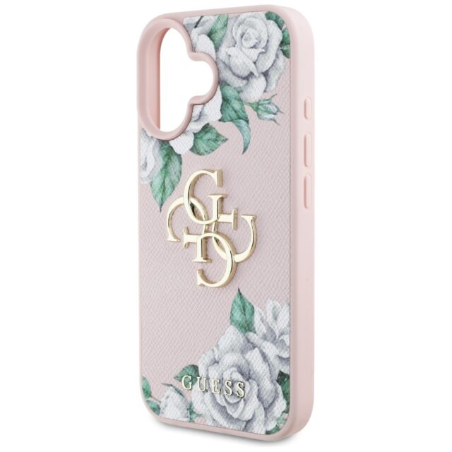 Case Guess Grained Roses Big 4G logo for iPhone 16 pink - imagine 6