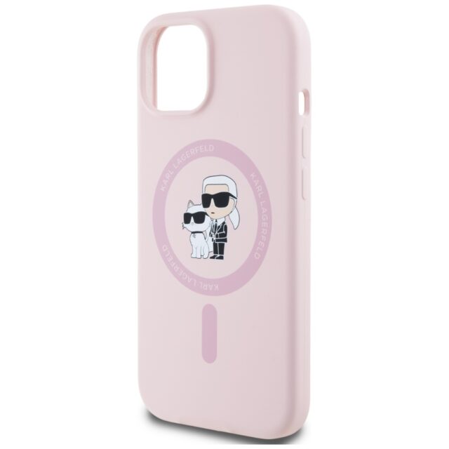 Case Karl Lagerfeld Silicone Karl&Choupette MagSafe for iPhone 15 pink - imagine 6