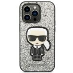 Karl Lagerfeld KLHCP14LGFKPG iPhone 14 Pro 6,1" hardcase silver Glitter Flakes Ikonik - imagine 3
