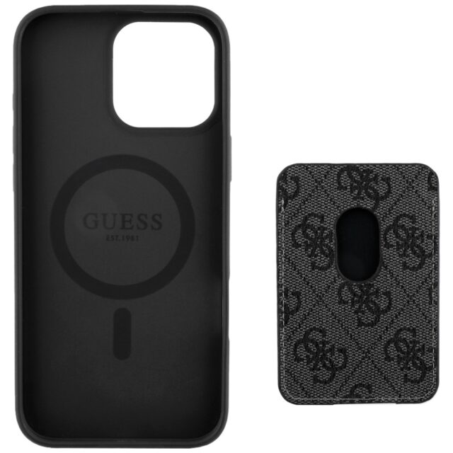 Case Guess 4G Stripes with wallet Magsafe for iPhone 16 Pro Max black - imagine 4