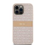 DKNY DKHCP14XPRTHSLP iPhone 14 Pro Max 6.7 inch pink hardcase Leather Mono Stripe & Metal Logo - imagine 3