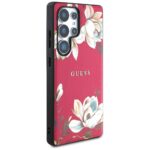 Case Guess Grained Printed Flower Pattern MagSafe for Samsung Galaxy S25 Ultra fuchsia - imagine 4