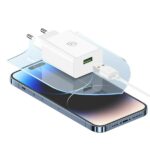 USAMS 18W Mains Charger + Lightning/USB-A Fast Charging Cable White  Series SC SCXLTZ03 - imagine 8