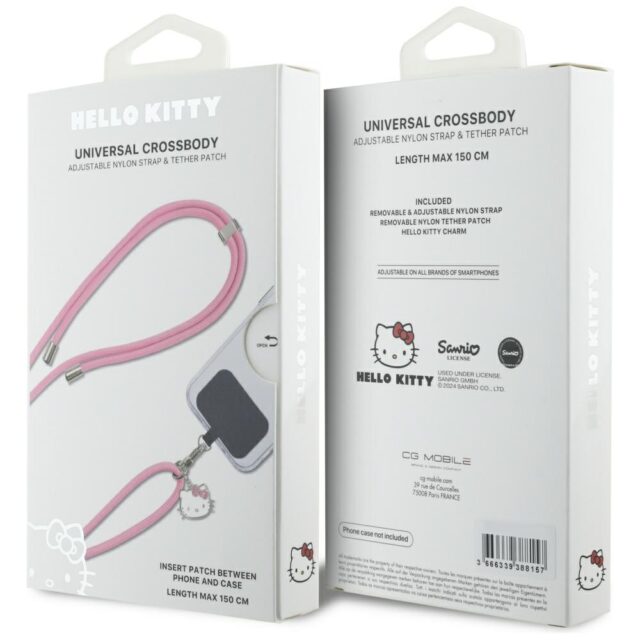 Hello Kitty Patch & Kitty Head Charm Universal Phone Lanyard Pink - imagine 5