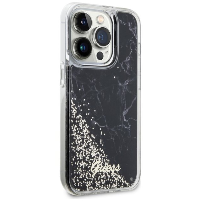 Guess GUHCP14LLCSGSGK iPhone 14 Pro 6.1" black hardcase Liquid Glitter Marble - imagine 4