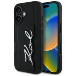 Case Karl Lagerfeld HC Grained PU Cardslot Metal Signature to iPhone 16 black