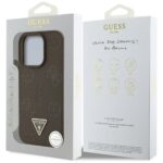 Case Guess Grained Hot Stamp Peony Triangle Logo MagSafe for iPhone 16 Pro brown - imagine 8