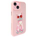 Nimmy case iPhone 15 6.1" pink Glasses Cool Cat - imagine 2