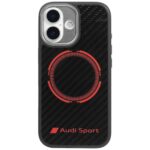 Case Audi RSQ Carbon Fiber Sport Red Circle MagSafe for iPhone 17 black