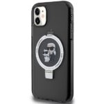 Karl Lagerfeld KLHMN61HMRSKCK iPhone 11/ Xr 6.1" black hardcase Ring Stand Karl&Choupettte Ma - imagine 2