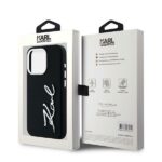 Case Karl Lagerfeld Silicone Metal Script Logo for iPhone 15 Pro Max black - imagine 8
