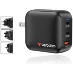 Wall Charger Verbatim Mini GaN 100W 2xUSB-C PD/1x USB-A QC black 32230 - imagine 2