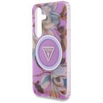 Case Guess Glitter Flowers Triangle Buttons MagSafe for Samsung Galaxy S25 purple - imagine 6