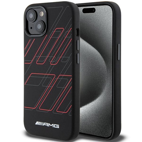 AMG AMHMP15S23SSPK iPhone 15 / 14 / 13 6.1" black hardcase with Silicone Large Rhombuses Pattern and
