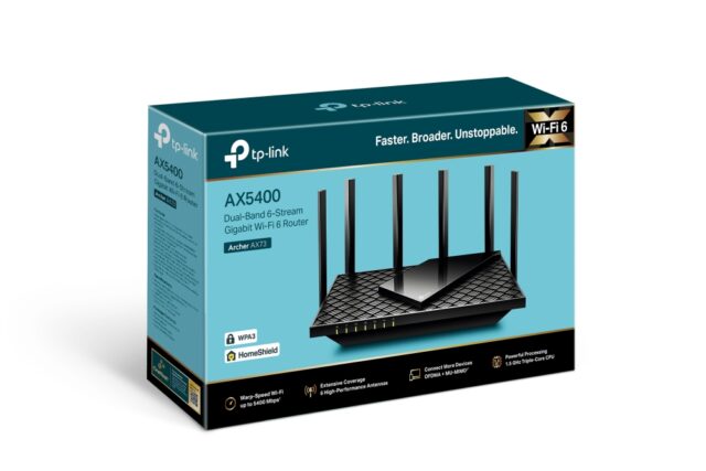 TP-Link Archer AX73 | WiFi Router | WiFi6, AX5400, Dual Band, 5x RJ45 1000Mb/s - imagine 4