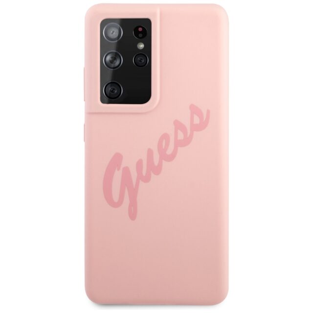 Guess GUHCS21LLSVSPI S21 Ultra G998 pink hardcase Script Vintage - imagine 3
