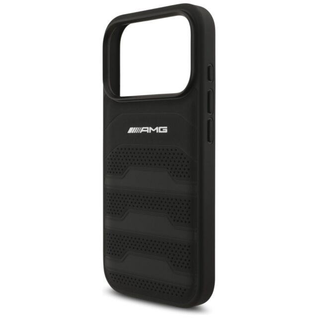 Case AMG Leather Debossed Lines Logo for iPhone 17 Pro black - imagine 6