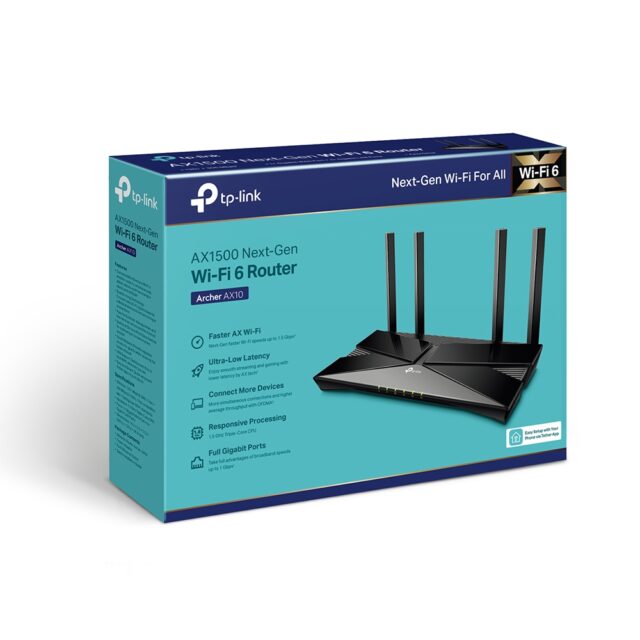 TP-Link Archer AX10 | WiFi Router | WiFi6, AX1500, MU-MIMO, Dual Band, 5x RJ45 1000Mb/s - imagine 4