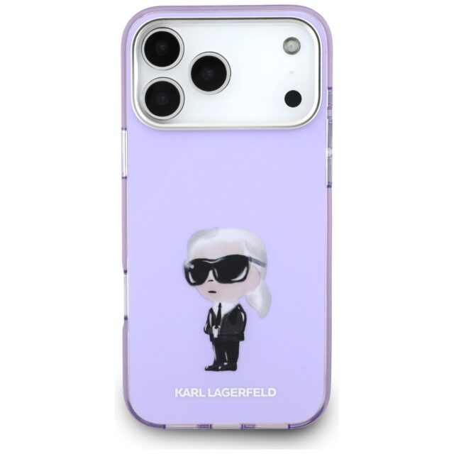 Karl Lagerfeld IML Aquarelle Karl & Choupette & Logo MagSafe Case for iPhone 17 Pro Max Purple - imagine 3