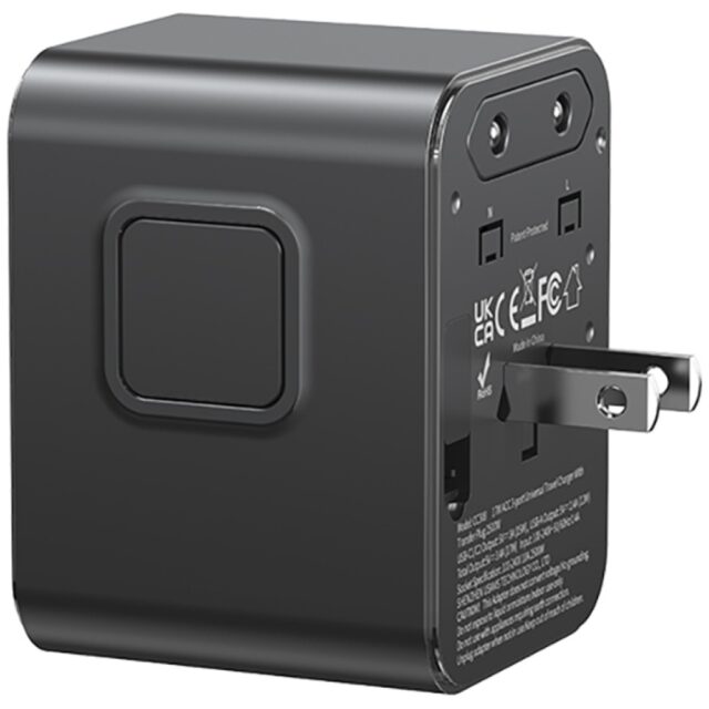 Travel Charger Adapter USAMS  CC308 2xUSB-C 17W 4in1 US/AU/EU/UK black - imagine 5