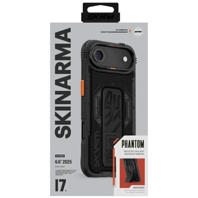Skinarma Phantom Case for iPhone Air Magnetic Charging + Grip Stand Black - imagine 5