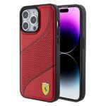 Ferrari FEHCP15LPWAR iPhone 15 Pro 6.1" red hardcase Perforated Waves Metal Logo