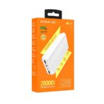 Borofone BJ9A Uranus 20000mAh White | Powerbank | Power bank, 2x USB, 1x USB-C, PD QC 3.0 22,5W - imagine 4