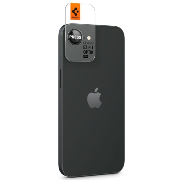 Camera cover Spigen Optik Pro Glas.TR  "EZ FIT" Camera Protector 2pcs for iPhone 16e black - imagine 6