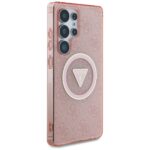 Case Guess 4G Glitter Triangle Buttons MagSafe for Samsung Galaxy S25 Ultra pink - imagine 4