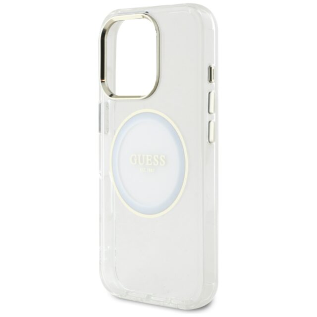 Case Guess IML Metal Colored Circle Classic Logo MagSafe for iPhone 16 Pro white - imagine 6